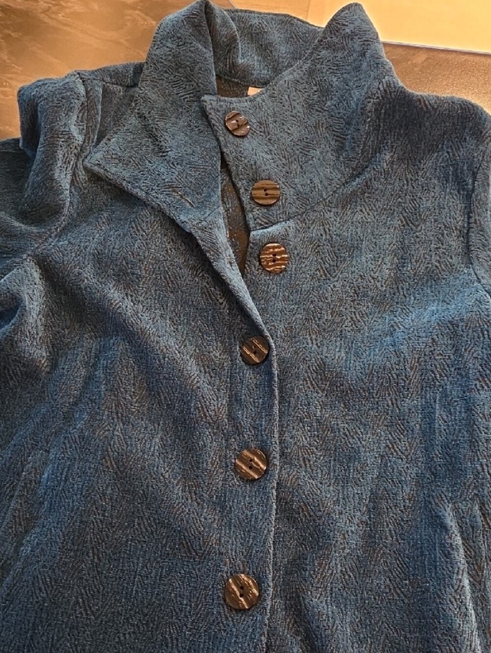 Habitat Size Large Teal Plush Button-Front Blazer Jacket - Picture 5 of 5